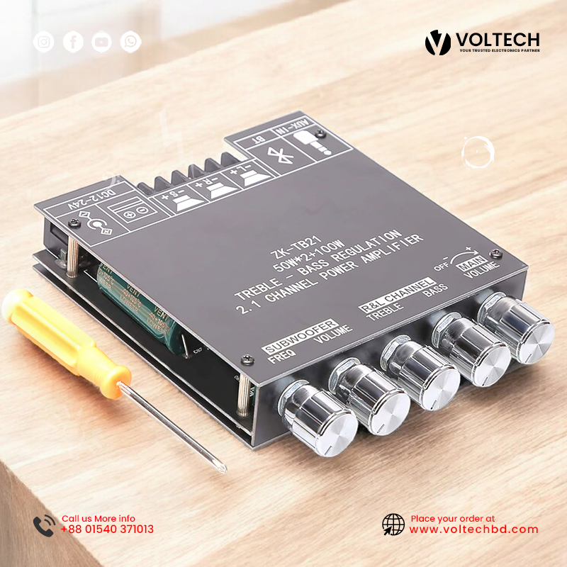 ZK-TB21 TPA3116D2 Bluetooth 5.0 Subwoofer Amplifier Board 50W × 2 + 100W 2.1 Channel – Voltech Electronics ZK-TB21 TPA3116D2 Bluetooth 5.0 Subwoofer Amplifier Board 50W × 2 + 100W 2.1 Channel – Voltech Electronics