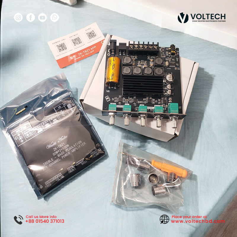 Wuzhi Audio ZK TB21 + App Hi-Fi 2.1 Bluetooth Amplifier (50W+50W Stereo + 100W Sub) – Voltech Electronics Wuzhi Audio ZK TB21 + App Hi-Fi 2.1 Bluetooth Amplifier (50W+50W Stereo + 100W Sub) – Voltech Electronics