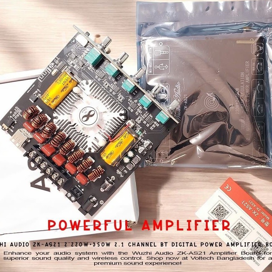 Wuzhi Audio ZK-AS21 2*220W+350W 2.1 Channel Bluetooth Digital Power Amplifier Board (Official) in Bangladesh Wuzhi Audio ZK-AS21 2*220W+350W 2.1 Channel Bluetooth Digital Power Amplifier Board (Official) in Bangladesh
