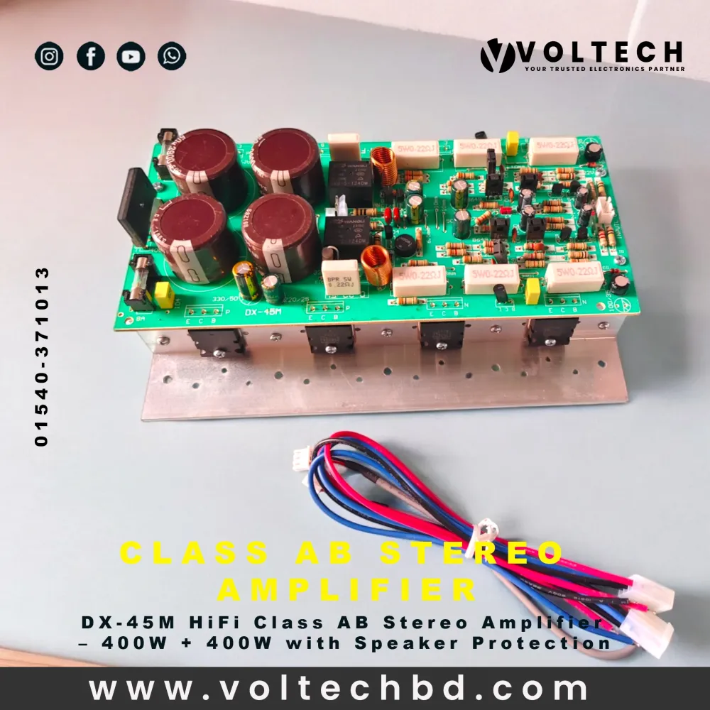 DX-45M HiFi Class AB Stereo Amplifier – 400W + 400W with Speaker Protection | Voltech Electronics DX-45M HiFi Class AB Stereo Amplifier – 400W + 400W with Speaker Protection | Voltech Electronics