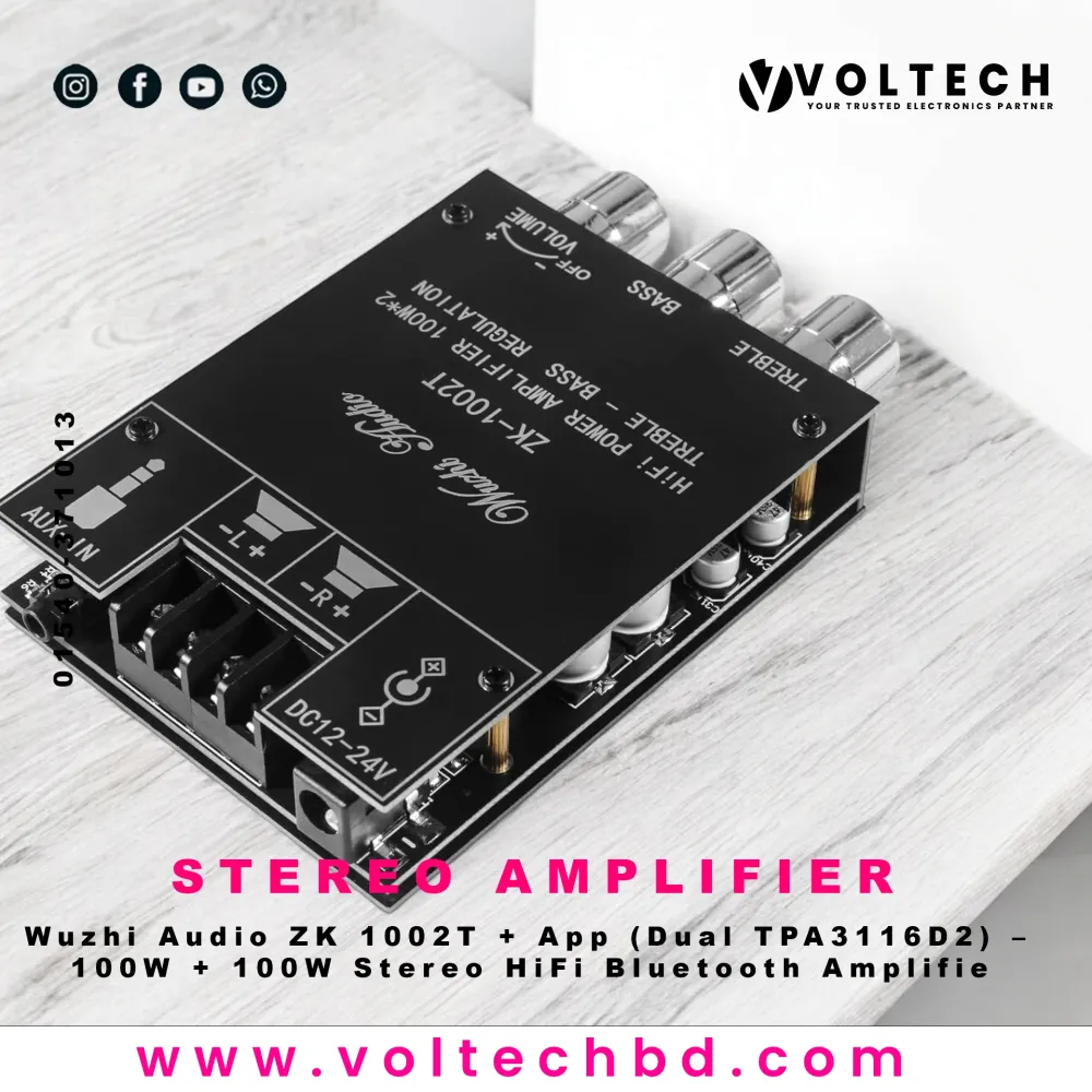 Wuzhi Audio ZK 1002T + App ( Dual TPA 3116D2 ) 100W + 100W Stereo HiFi Bluetooth Amp Wuzhi Audio ZK 1002T + App ( Dual TPA 3116D2 ) 100W + 100W Stereo HiFi Bluetooth Amp