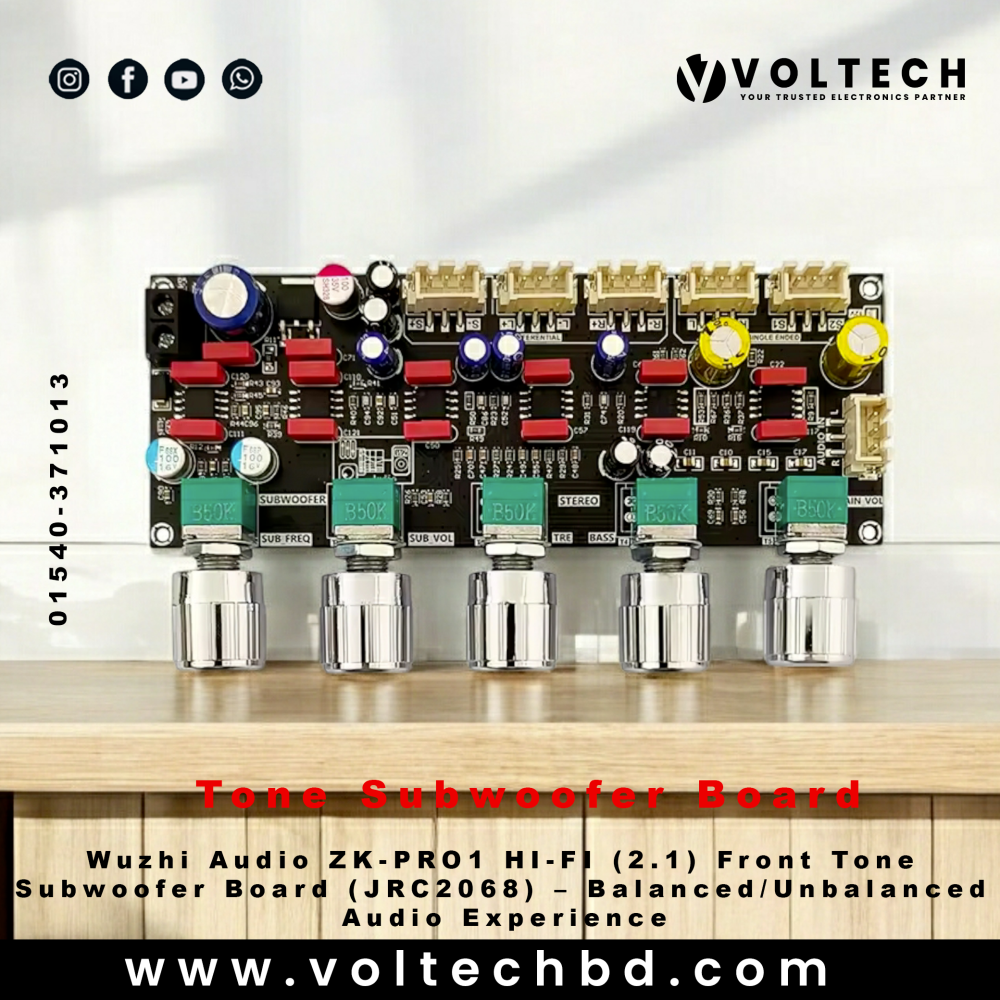 Wuzhi Audio ZK-PRO1 Hi-Fi 2.1 Channel Front Tone Subwoofer Preamp Board (JRC2068) | Voltech Electronics