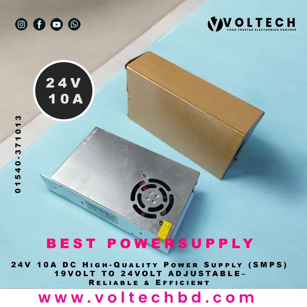 24V 10A DC High-Quality Power Supply (SMPS) – Reliable & Efficient | Voltech Electronics 24V 10A DC High-Quality Power Supply (SMPS) – Reliable & Efficient | Voltech Electronics