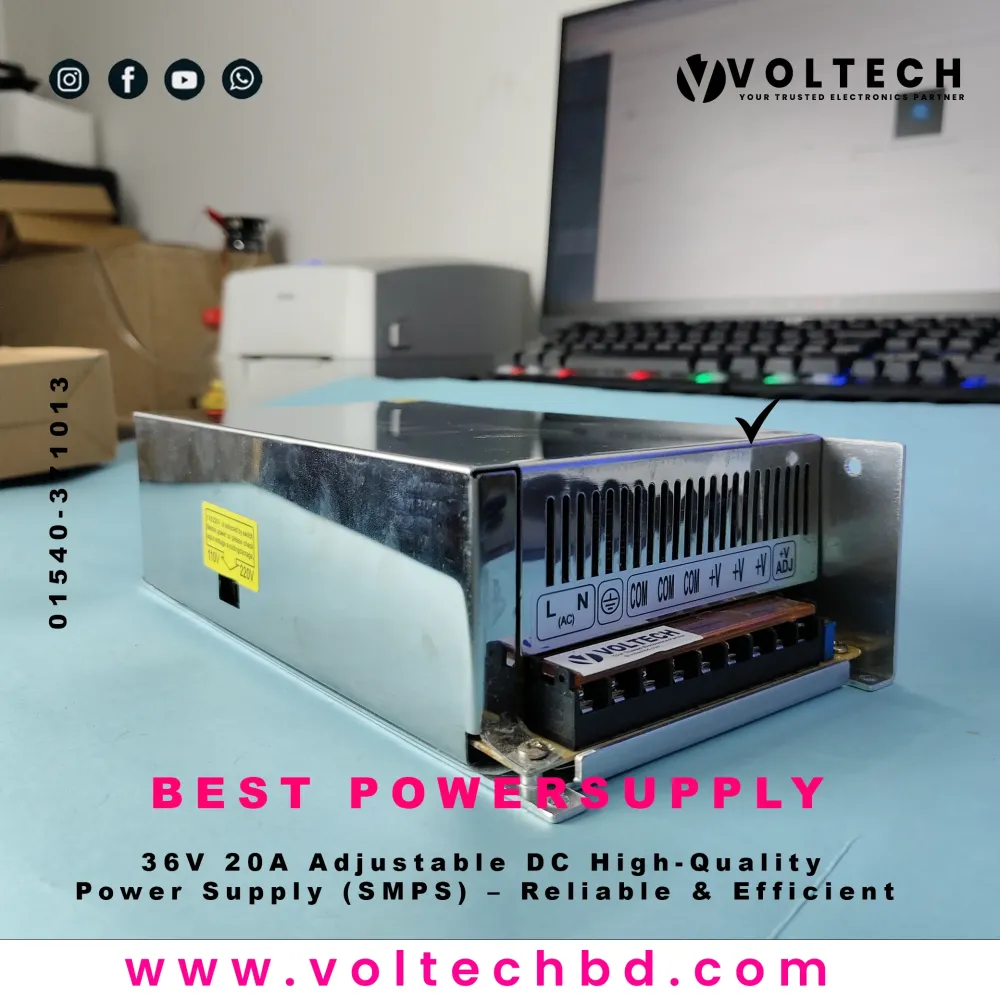 36V 20A Adjustable DC High-Quality Power Supply (SMPS) – Reliable & Efficient | Voltech Electronics 36V 20A Adjustable DC High-Quality Power Supply (SMPS) – Reliable & Efficient | Voltech Electronics