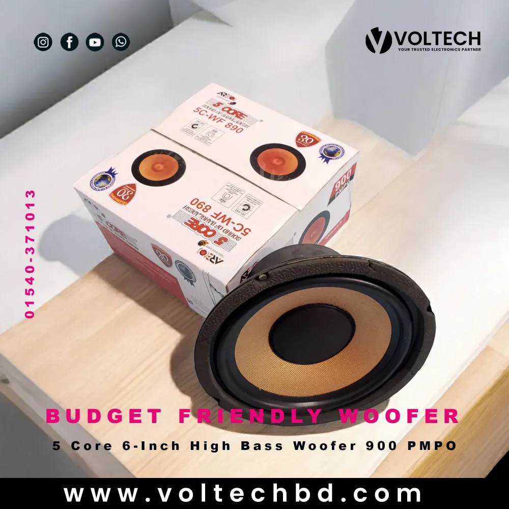 5 Core 6-Inch High Bass Woofer 900 PMPO – Affordable Car Audio Upgrade 5 Core 6-Inch High Bass Woofer 900 PMPO – Affordable Car Audio Upgrade