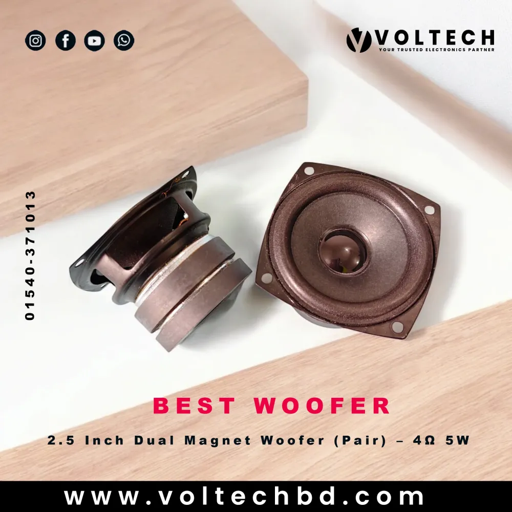 2.5 Inch Dual Magnet Woofer (Pair) – 4Ω 5W | Strong Bass | Voltech Electronics Crafts BD