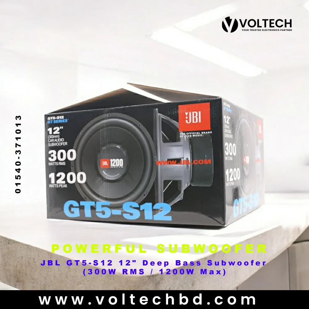 JBL GT5-S12 12" Deep Bass Subwoofer (300W RMS / 1200W Max) | Voltech Electronics JBL GT5-S12 12" Deep Bass Subwoofer (300W RMS / 1200W Max) | Voltech Electronics