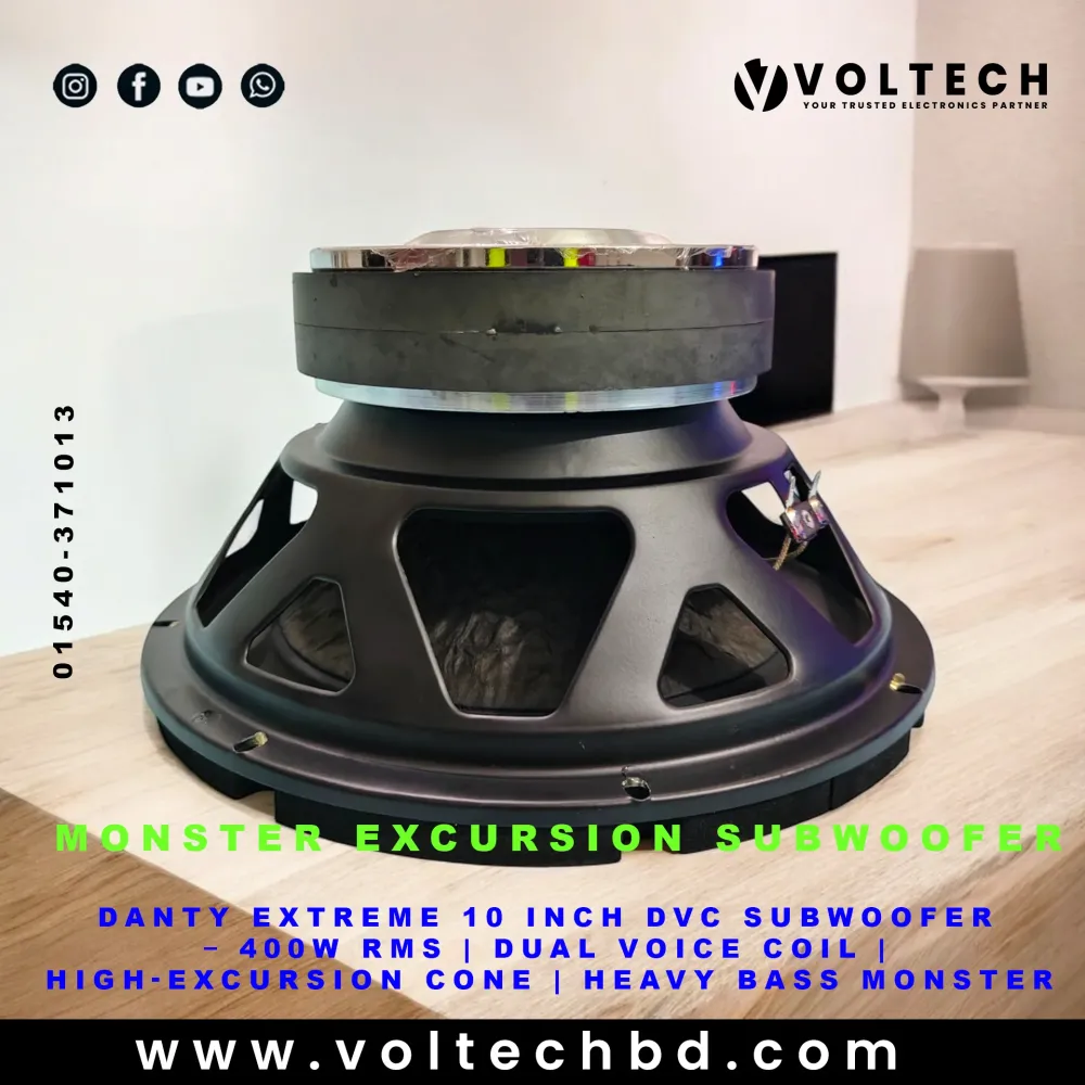 DANTY Extreme 10 Inch DVC Subwoofer – 400W RMS | Dual Voice Coil | Heavy Bass Monster DANTY Extreme 10 Inch DVC Subwoofer – 400W RMS | Dual Voice Coil | Heavy Bass Monster