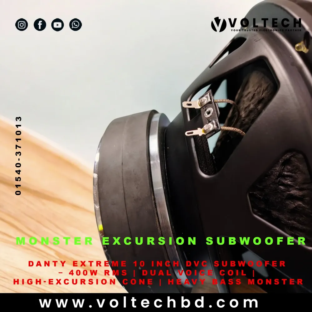 DANTY Extreme 10 Inch DVC Subwoofer – 400W RMS | Dual Voice Coil | Heavy Bass Monster DANTY Extreme 10 Inch DVC Subwoofer – 400W RMS | Dual Voice Coil | Heavy Bass Monster