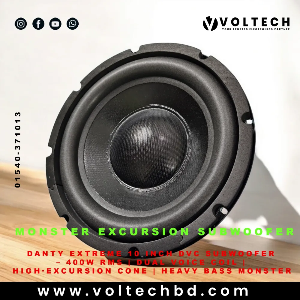 DANTY Extreme 10 Inch DVC Subwoofer – 400W RMS | Dual Voice Coil | Heavy Bass Monster DANTY Extreme 10 Inch DVC Subwoofer – 400W RMS | Dual Voice Coil | Heavy Bass Monster