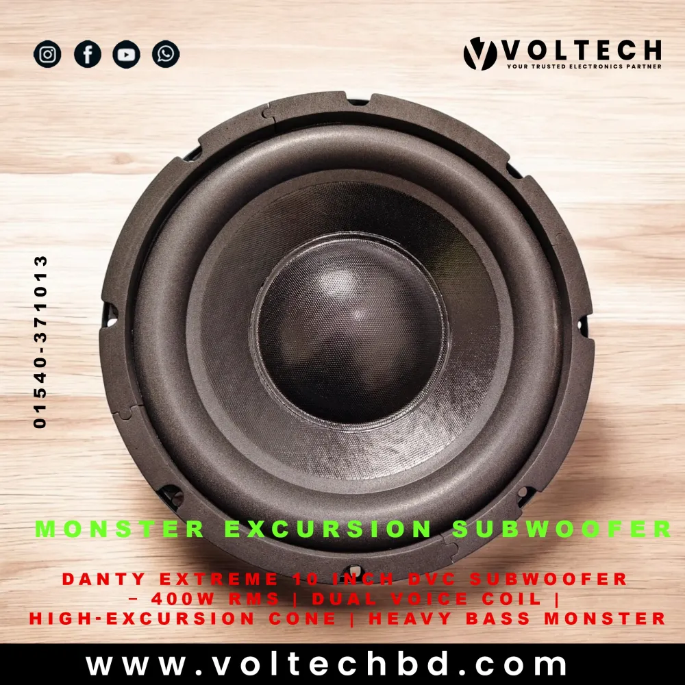 DANTY Extreme 10 Inch DVC Subwoofer – 400W RMS | Dual Voice Coil | Heavy Bass Monster DANTY Extreme 10 Inch DVC Subwoofer – 400W RMS | Dual Voice Coil | Heavy Bass Monster