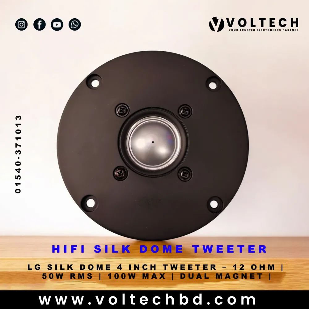 LG Silk Dome 4 Inch Tweeter – 12 Ohm | 50W RMS | 100W Max | Single Magnet LG Silk Dome 4 Inch Tweeter – 12 Ohm | 50W RMS | 100W Max | Single Magnet